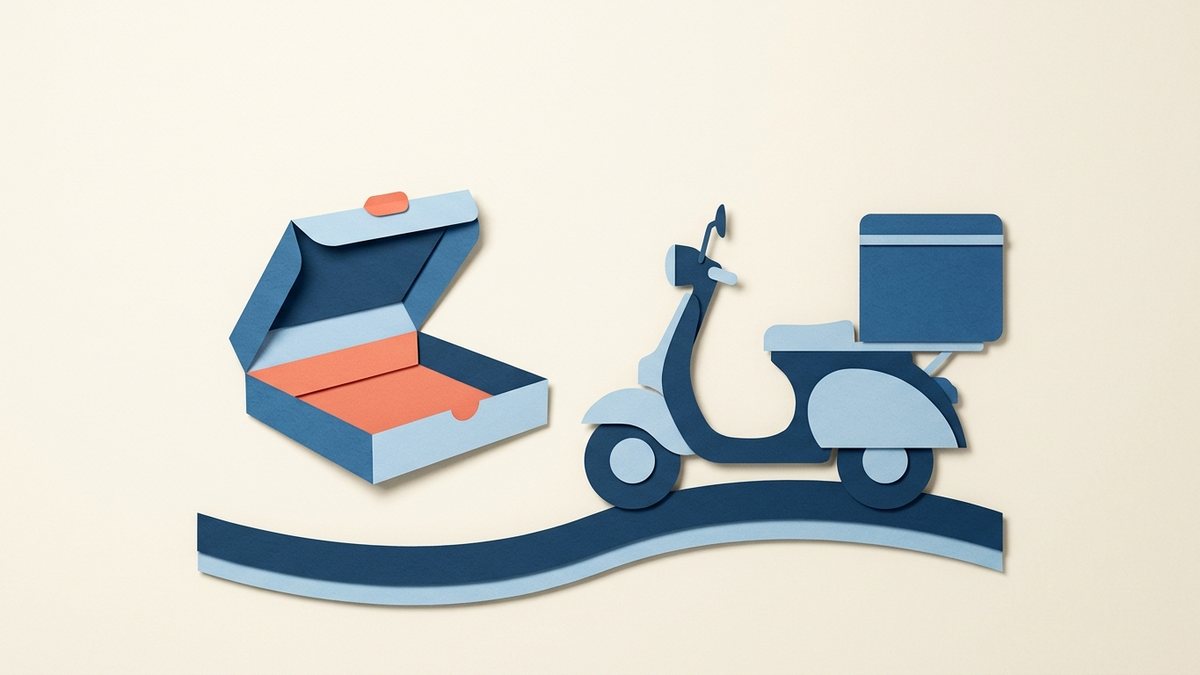 Интерфейс чат-бота на экране телефона с меню ресторана и кнопкой оформления заказа